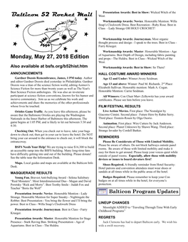 Read the Balticon 52 Rocket Mail Monday Edition at Con Updates