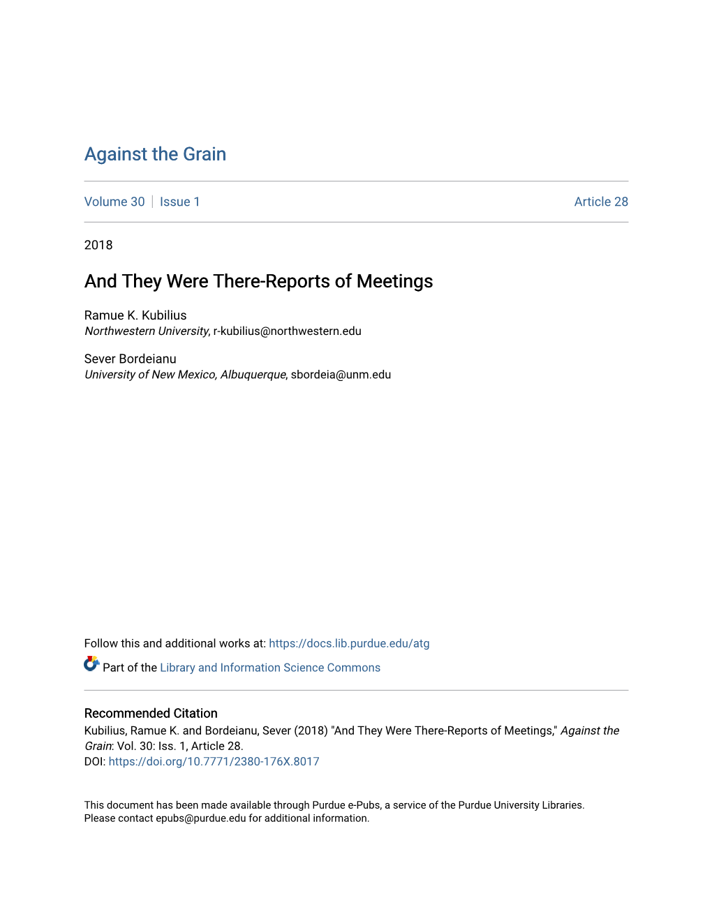 And They Were There-Reports of Meetings