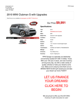 2010 MINI Clubman S with Upgrades | Dallas, TX | RPM Garage