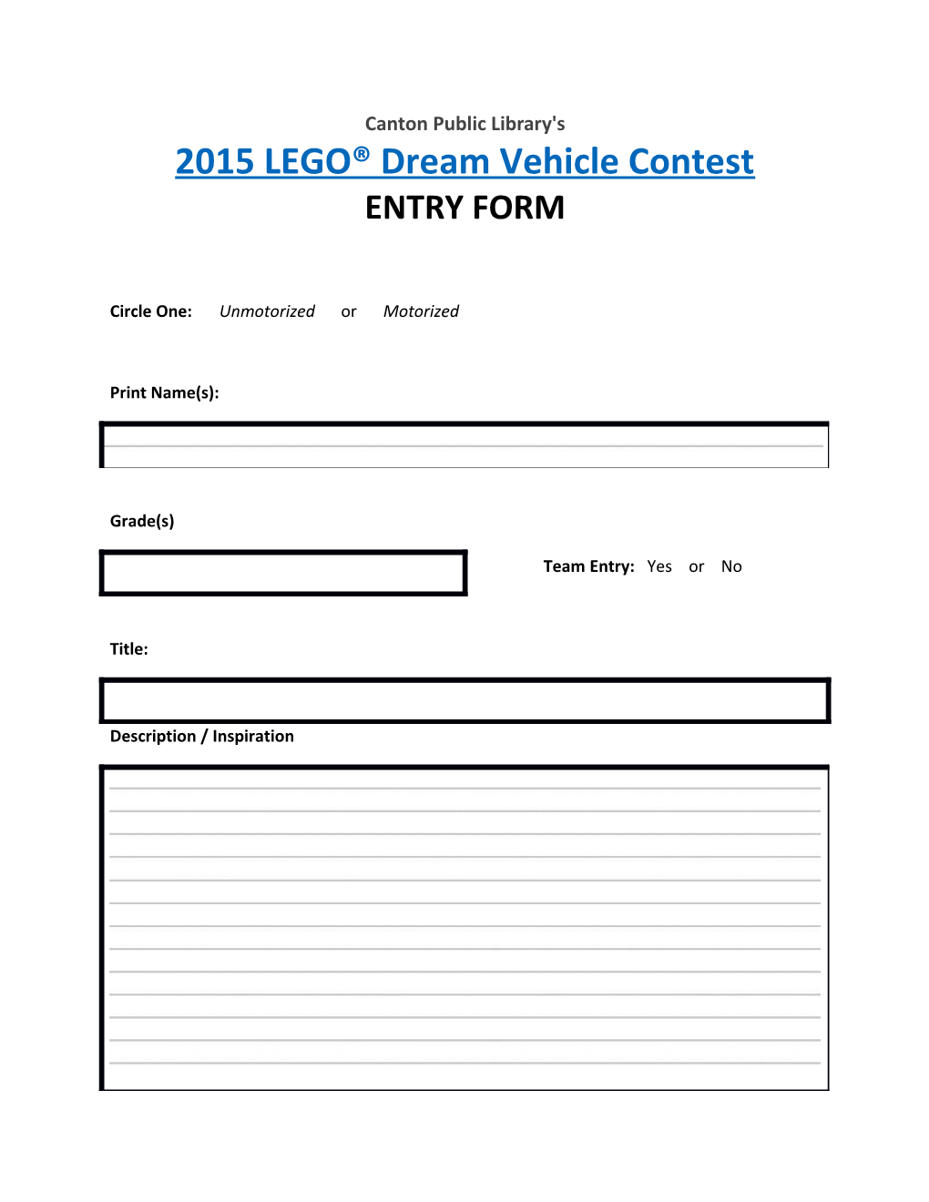 2015 LEGO Dream Vehicle Contest