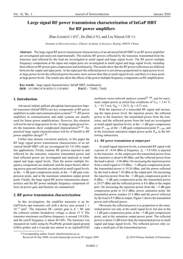 Large Signal RF Power Transmission Characterization of Ingap HBT for RF Power Amplifiers