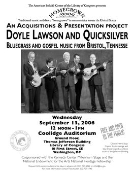 Doyle Lawson and Quicksilver (Event Flyer)