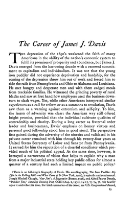 The Career of James /. T)Avis