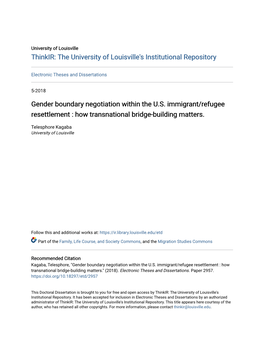 Gender Boundary Negotiation Within the US Immigrant/Refugee