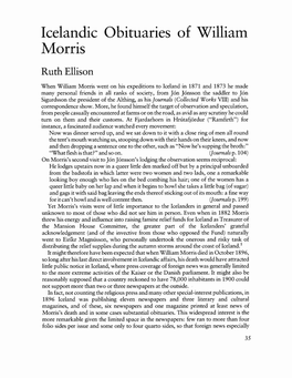 Icelandic Obituaries of William Morris