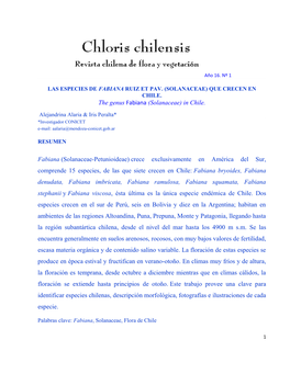 LAS ESPECIES DE FABIANA RUIZ ET PAV. (SOLANACEAE) QUE CRECEN EN CHILE. the Genus Fabiana (Solanaceae) in Chile