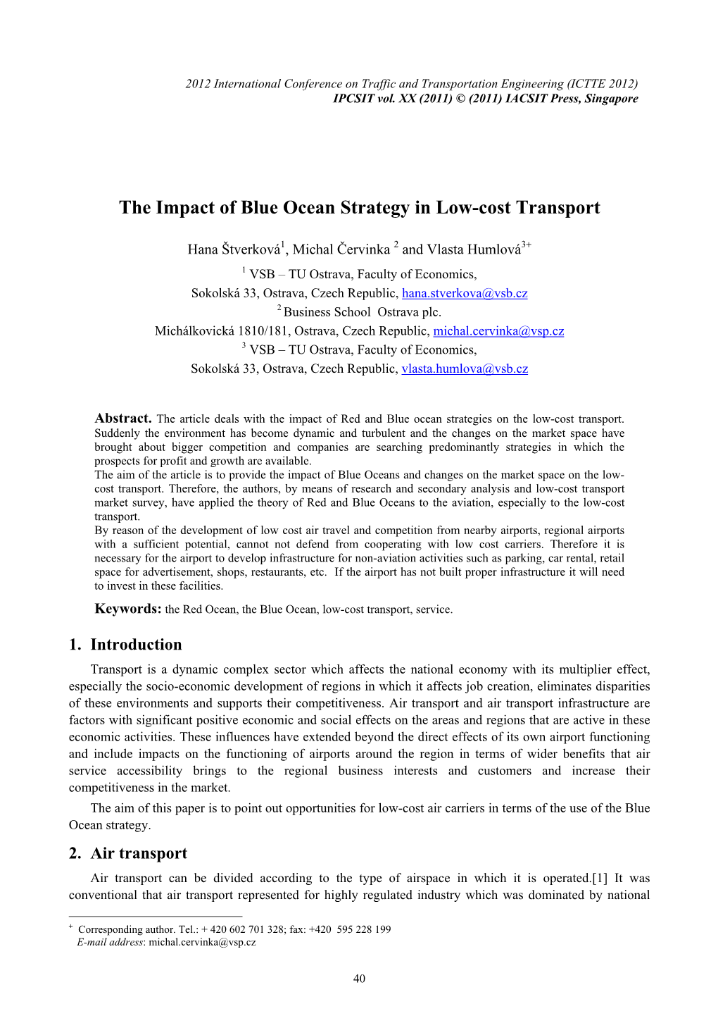 The Impact of Blue Ocean Strategy in Low-Cost Transport
