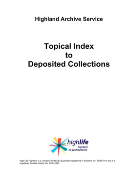 Topical Index to Deposited Collections