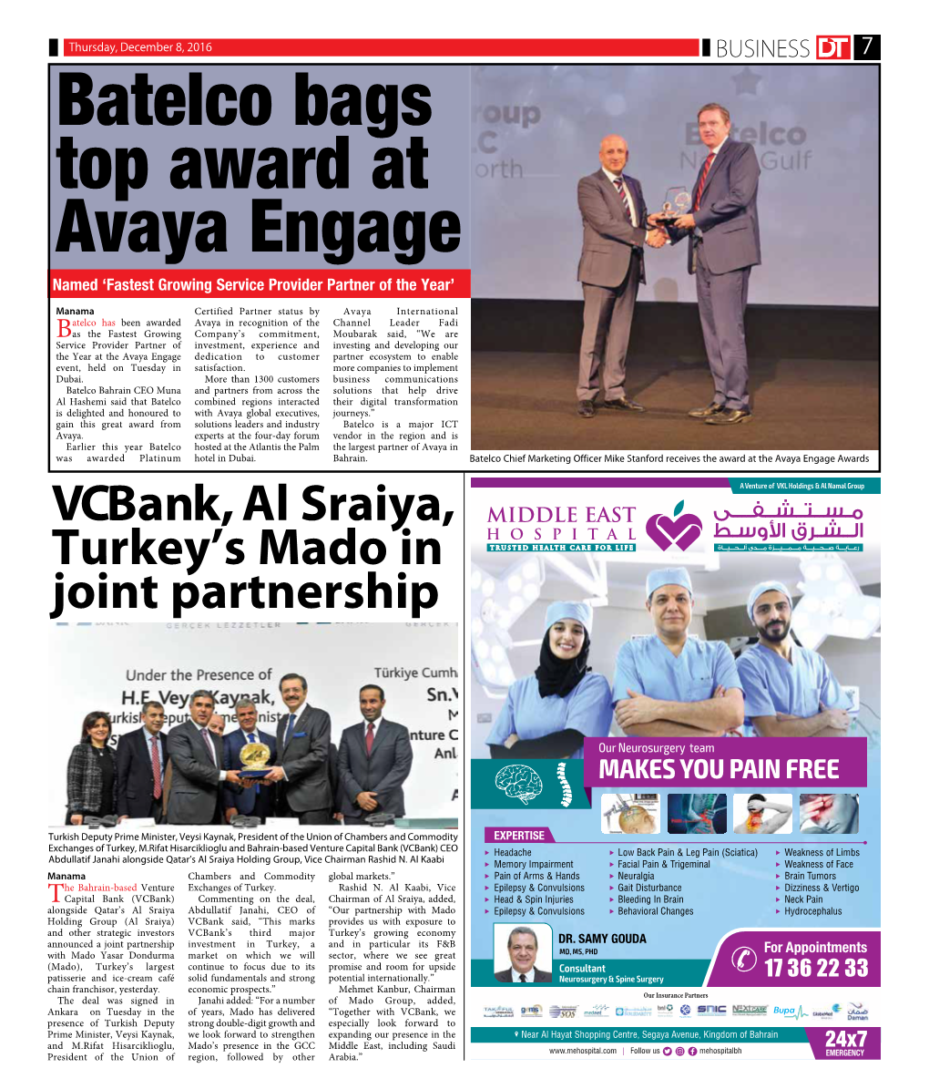Batelco Bags Top Award at Avaya Engage Named ‘Fastest Growing Service Provider Partner of the Year’