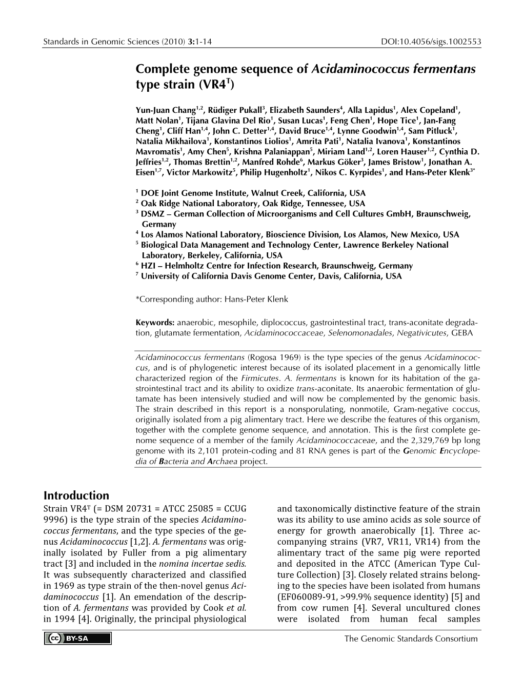 Acidaminococcus Fermentans Type Strain (VR4T)