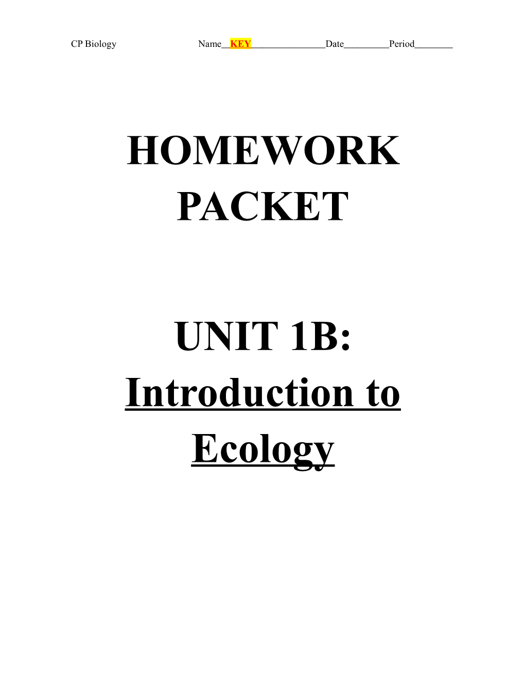 CP Biology Name KEY Date Period