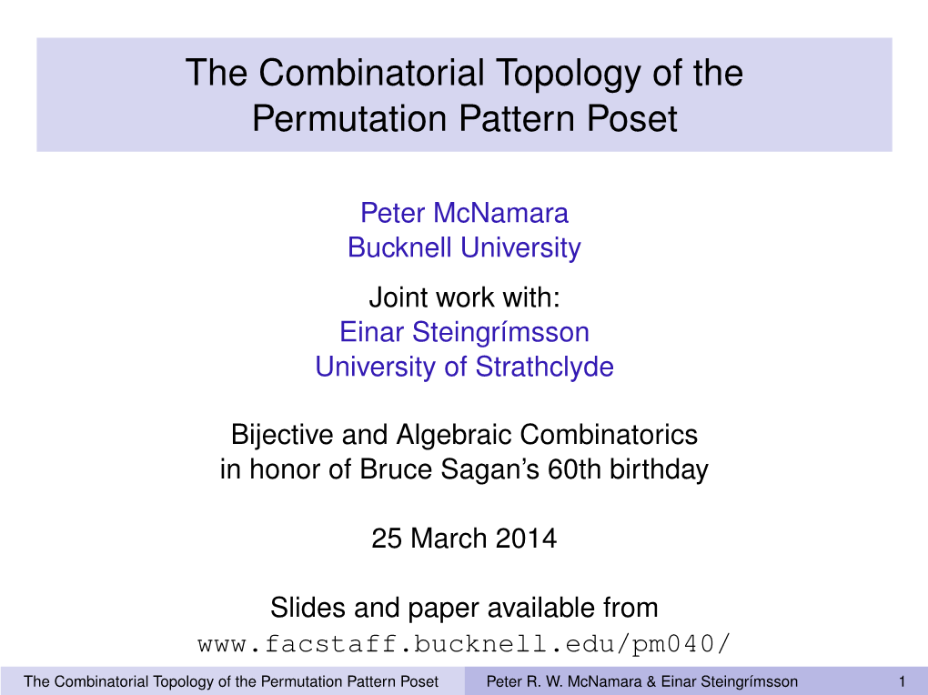 The Combinatorial Topology of the Permutation Pattern Poset