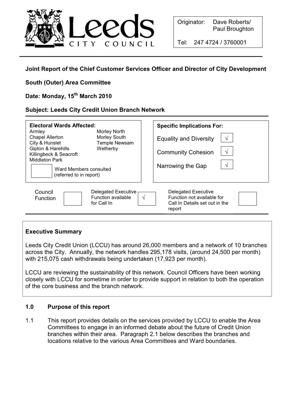 Leeds City Credit Union Branch Network PDF 72 KB