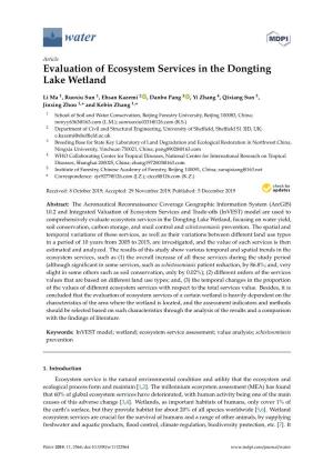 Evaluation of Ecosystem Services in the Dongting Lake Wetland