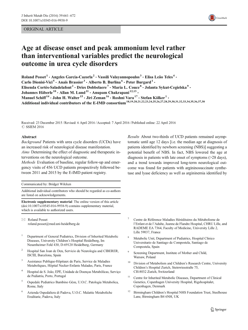 Age at Disease Onset and Peak Ammonium Level Rather Than Interventional Variables Predict the Neurological Outcome in Urea Cycle Disorders