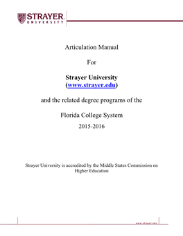 Strayer University Articulation Manual