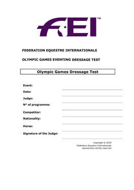 Olympic Games Eventing Dressage Test