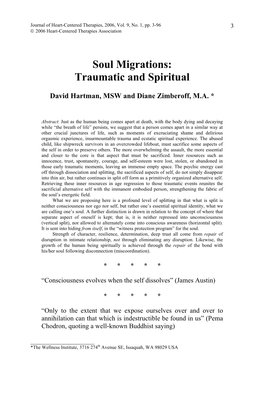 Soul Migrations: Traumatic and Spiritual