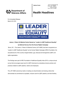 JJPVAMC Named Leader in LGBT