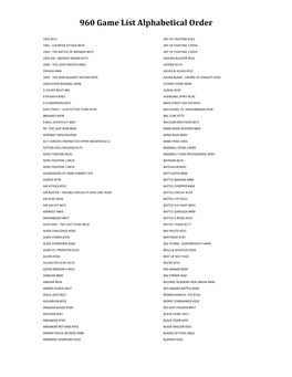 960 Game List Alphabetical Order