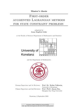 First-Order Augmented Lagrangian Methods for State Constraint Problems