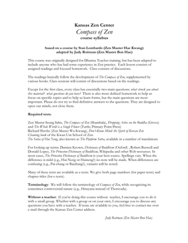 Compass of Zen Course Syllabus