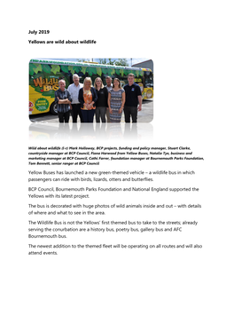 Wildlife Bus Press Release-July 2019
