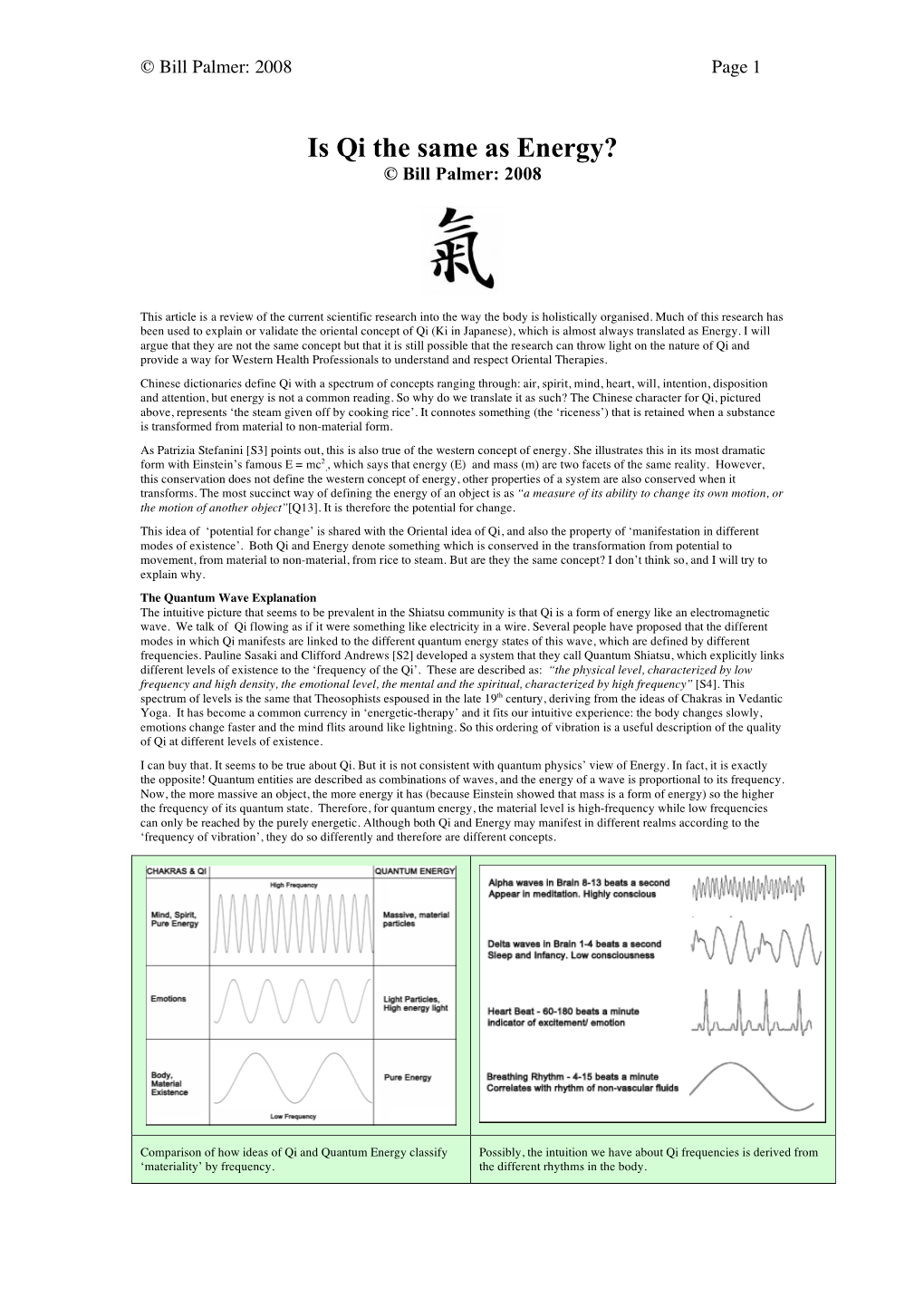 Is Qi the Same As Energy? © Bill Palmer: 2008