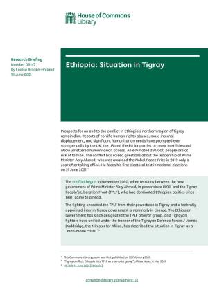 Ethiopia: Situation in Tigray by Louisa Brooke-Holland 18 June 2021