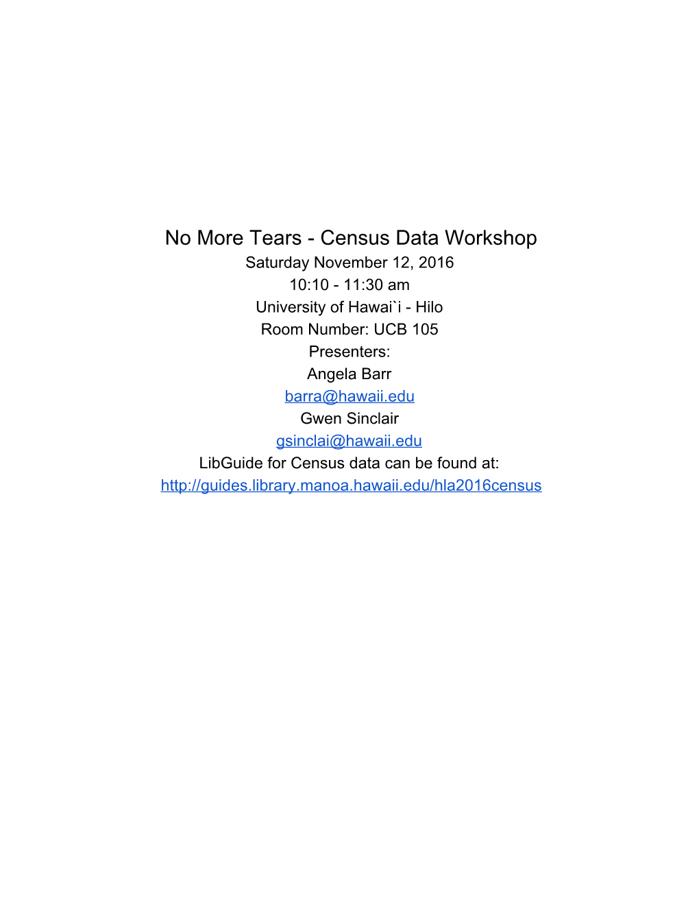 Census Data Workshop