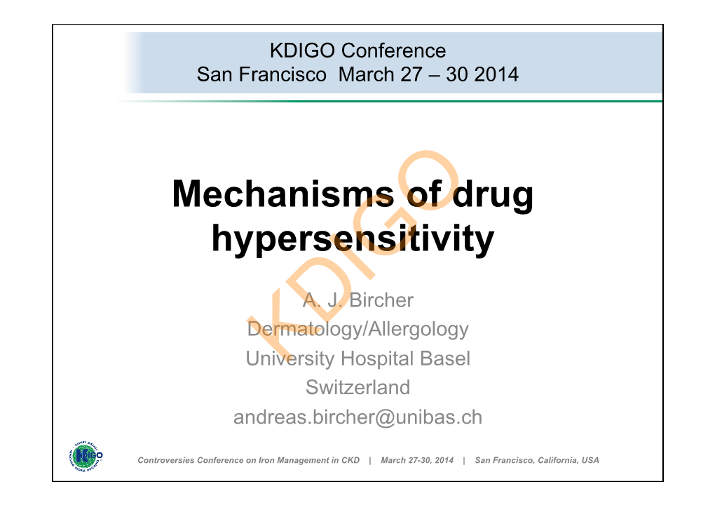 Mechanisms of Drug Hypersensitivity