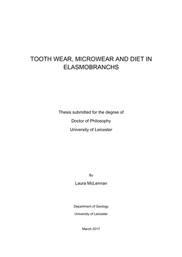 Tooth Wear, Microwear and Diet in Elasmobranchs