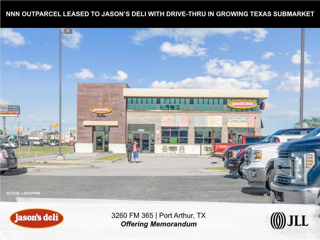 Jason's Deli Restaurant Landlord Leases As a Tenant Under a Ground Lease