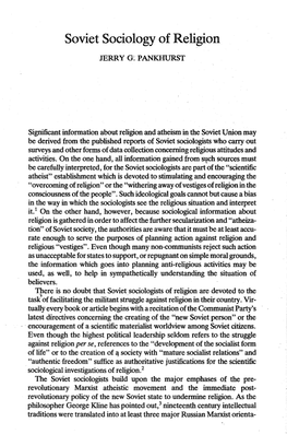 Soviet Sociology of Religion