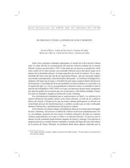 DE ORICHAS Y GÜIJES: LA POESÍA DE NANCY MOREJÓN ALFREDO PRIETO, Unión De Escritores Y Artistas De Cuba MARGARITA MATEO