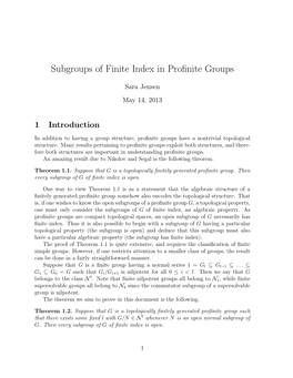 Subgroups of Finite Index in Profinite Groups