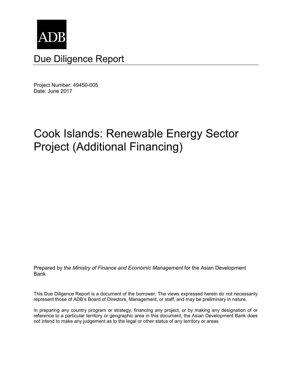 Cook Islands: Renewable Energy Sector Project (Additional Financing)