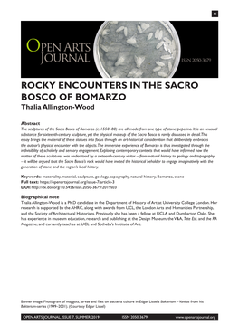 ROCKY ENCOUNTERS in the SACRO BOSCO of BOMARZO Thalia Allington-Wood