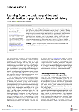 Inequalities and Discrimination in Psychiatry's Chequered History 1
