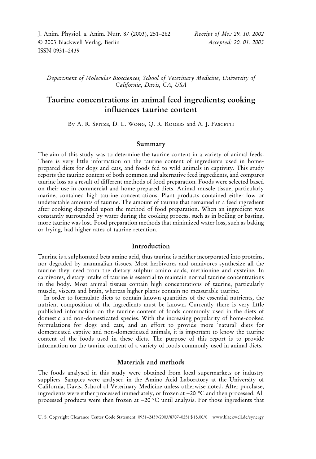 Cooking Influences Taurine Content