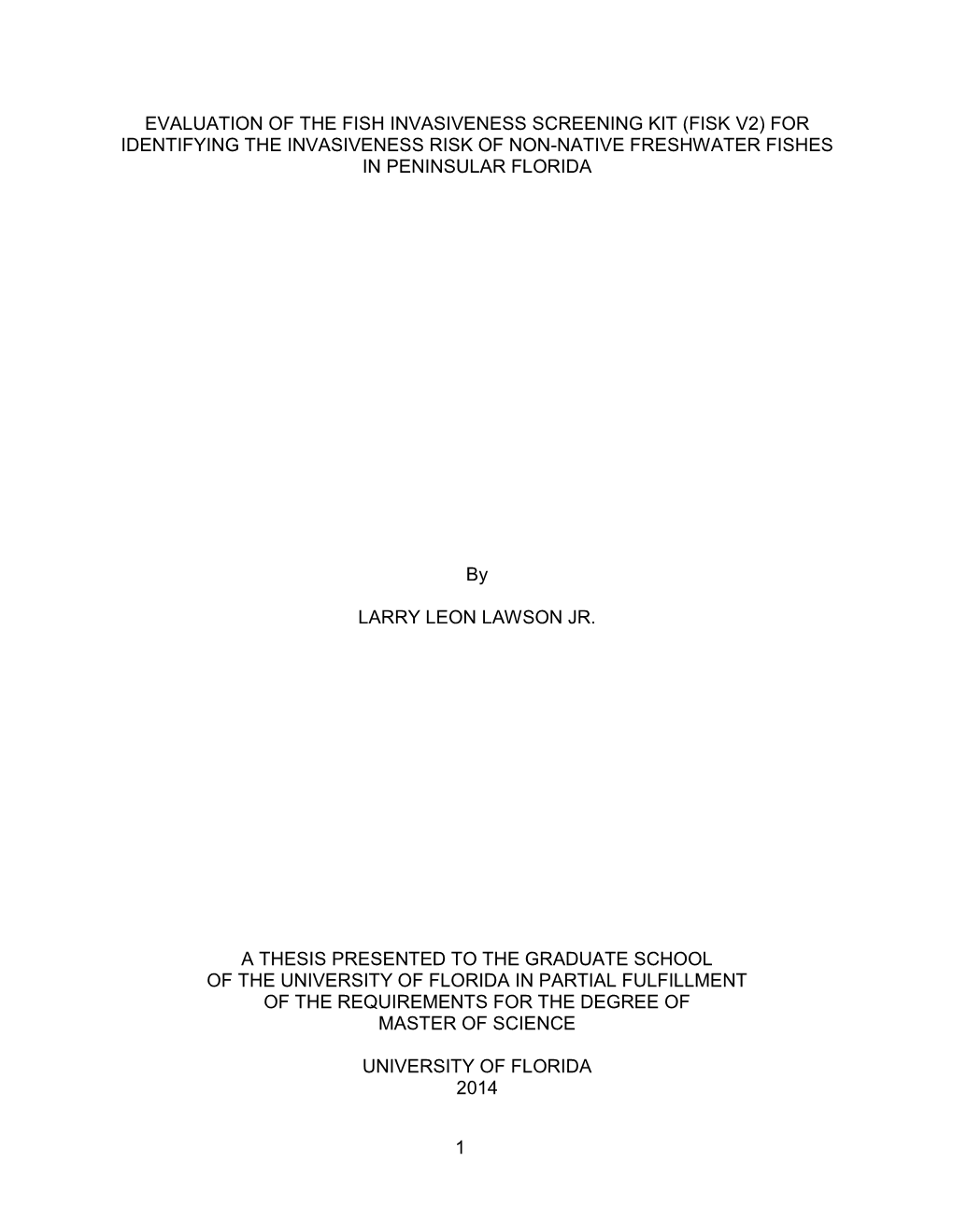 University of Florida Thesis Or Dissertation Formatting Template