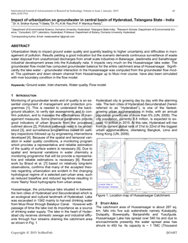 Impact of Urbanization on Groundwater in Central Basin of Hyderabad, Telangana State - India 1*Dr