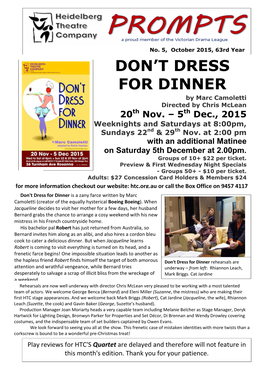 Don't Dress for Dinner Is a Zany Farce Written by Marc Camoletti (Creator of the Equally Hysterical Boeing Boeing)
