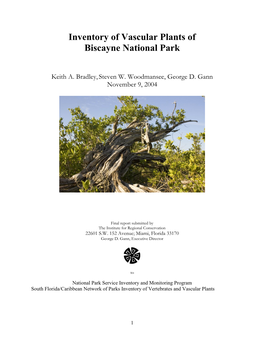Inventory of Vascular Plants of Biscayne National Park