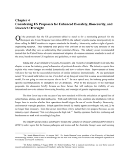 Chapter 4 Considering US Proposals for Enhanced Biosafety, Biosecurity, and Research Oversight
