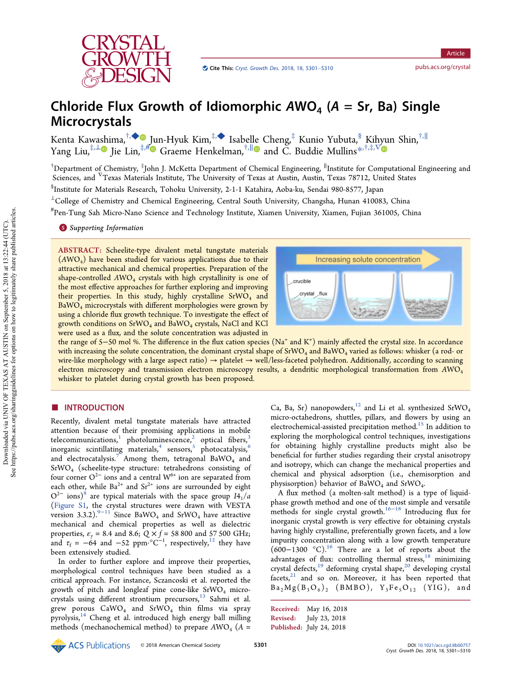 Chloride Flux Growth of Idiomorphic AWO4