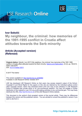 My Neighbour, the Criminal: How Memories of the 1991-1995 Conflict in Croatia Affect Attitudes Towards the Serb Minority