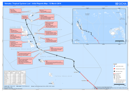 Vanuatu: Tropical Cyclone Lusi - Initial Reports Map - 12 March 2014