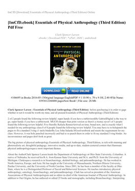 Essentials of Physical Anthropology (Third Edition) Online
