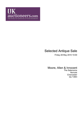 Selected Antique Sale Friday 28 May 2010 10:00